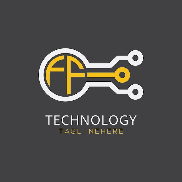 Monograma inicial FF para el logotipo tecnológico con diseño de estilo circular