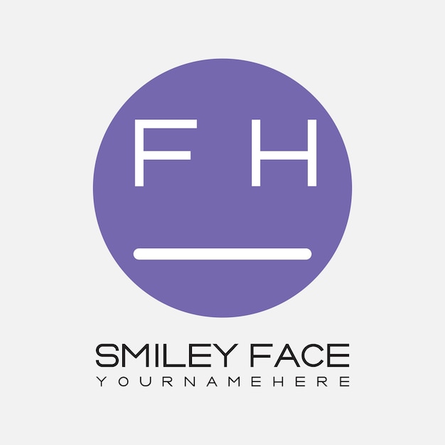 Monograma inicial FH para el logotipo de la cara sonriente con diseño de estilo circular