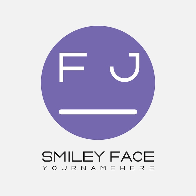 Monograma inicial FJ para el logotipo de la cara sonriente con diseño de estilo circular