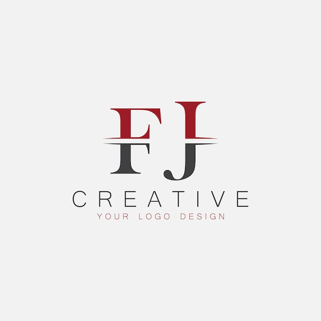 Monograma inicial de FJ con el logotipo creativo de las letras