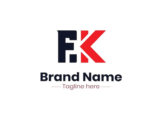 Monograma inicial FK con el logotipo creativo de las letras