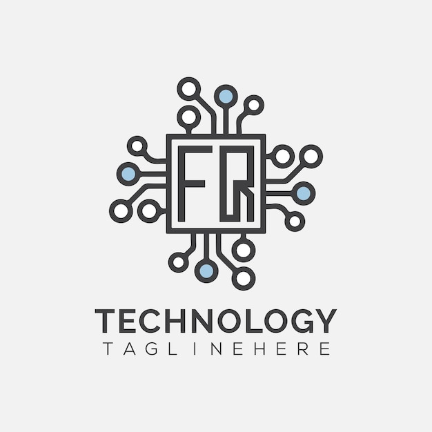 Monograma inicial FQ para el logotipo tecnológico con diseño de estilo rectángulo