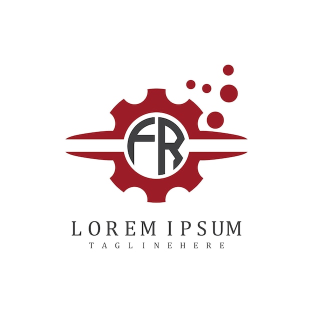 El monograma inicial de FR para el vector de diseño del logotipo automotriz
