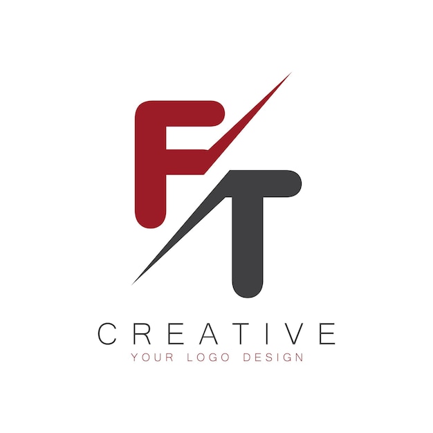 Monograma inicial de FT con el logotipo creativo de las letras