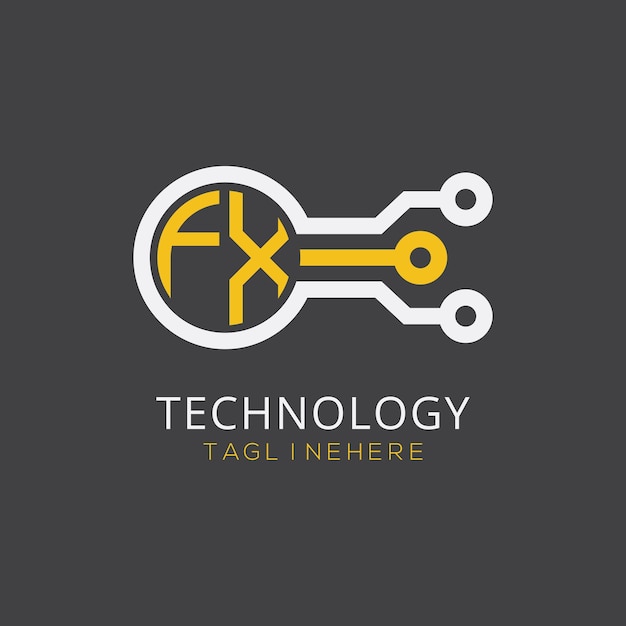 Monograma inicial FX para el logotipo tecnológico con diseño de estilo circular