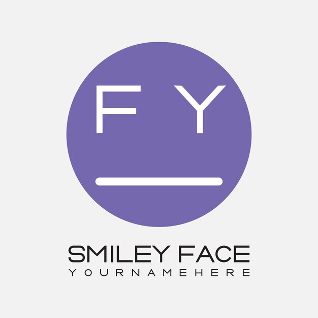 Monograma inicial FY para el logotipo de la cara sonriente con diseño de estilo circular