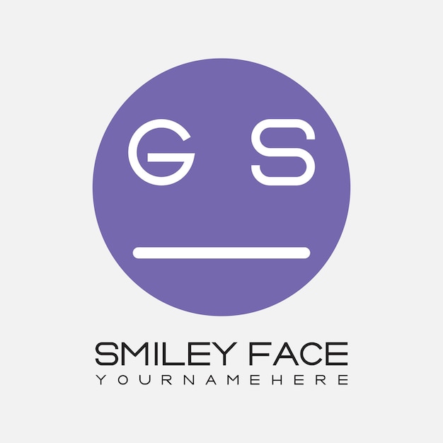 Monograma inicial de GS para el logotipo de la cara sonriente con diseño de estilo circular