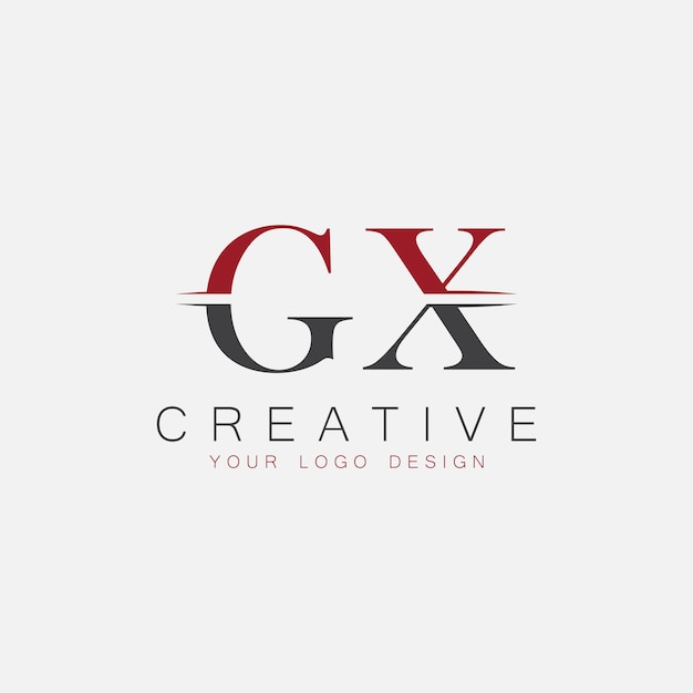 Monograma inicial de GX con el logotipo creativo de las letras