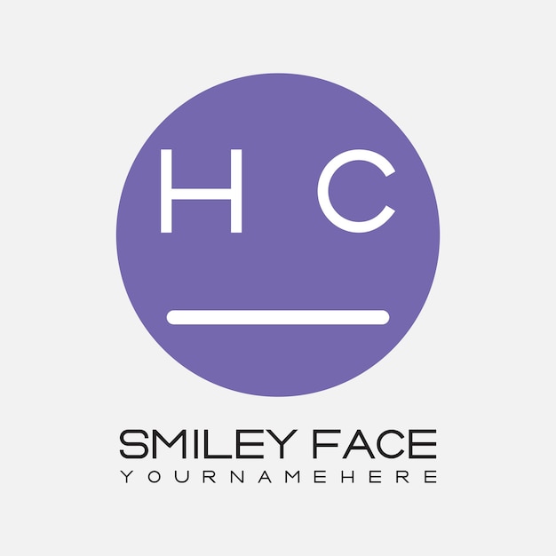 Monograma inicial HC para el logotipo de la cara sonriente con diseño de estilo circular