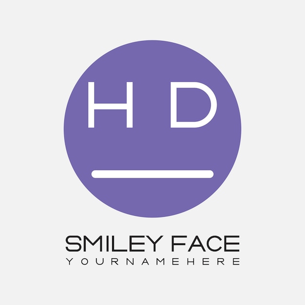 Monograma inicial en HD para el logotipo de la cara sonriente con diseño de estilo círculo