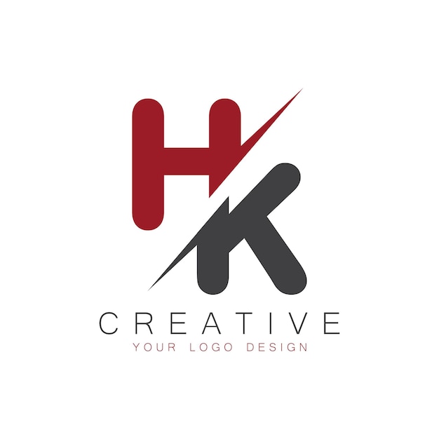 Monograma inicial HK con el logotipo creativo de la letra