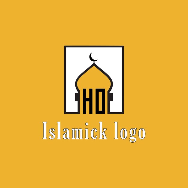 Monograma inicial HO para el logotipo islámico con diseño de icono de mezquita
