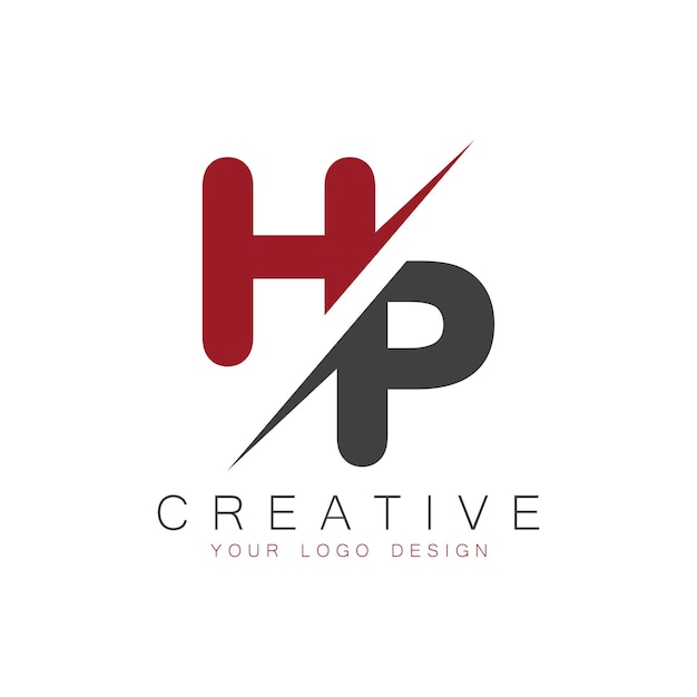 Monograma inicial de HP con el logotipo creativo de las letras