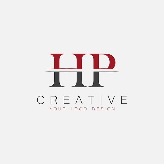 Monograma inicial de HP con el logotipo creativo de las letras