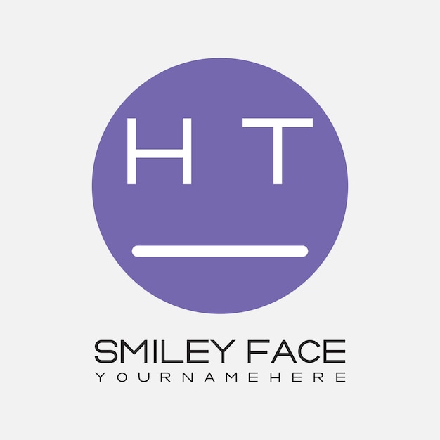 Monograma inicial HT para el logotipo de la cara sonriente con diseño de estilo circular