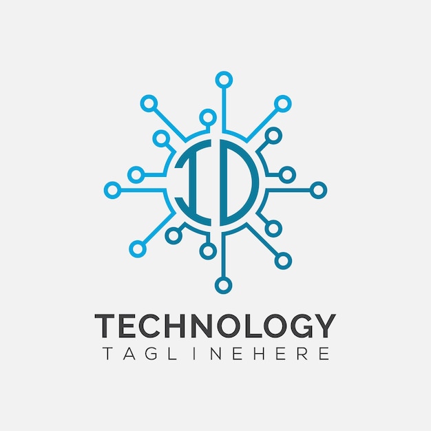 Monograma inicial de identificación para el logotipo tecnológico con diseño de estilo circular
