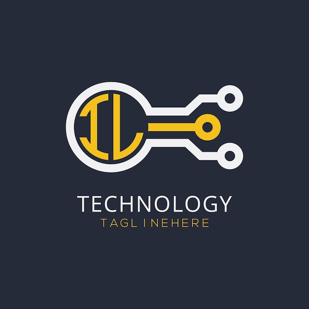 Monograma inicial IL para el logotipo tecnológico con diseño de estilo circular