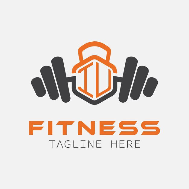 Monograma inicial de IU para el logotipo de Fitness con diseño de estilo polígono