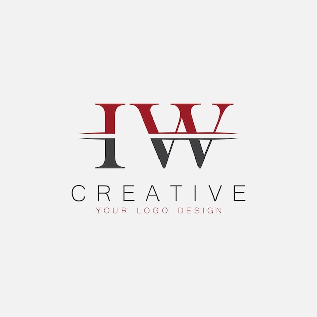 Monograma inicial de IW con el logotipo creativo de las letras