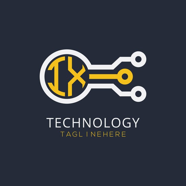 Monograma inicial IX para el logotipo tecnológico con diseño de estilo circular