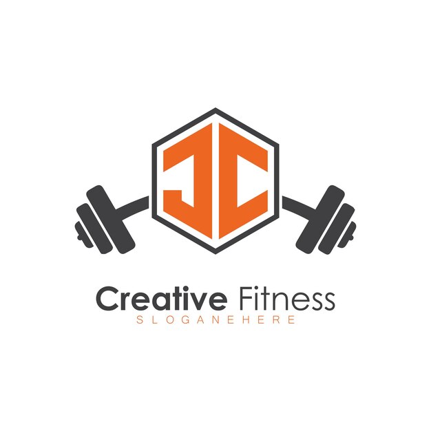 Monograma inicial de JC para el logotipo de Fitness con diseño de estilo polígono