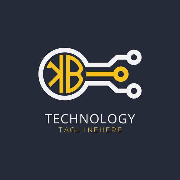 Monograma inicial KB para el logotipo tecnológico con diseño de estilo círculo
