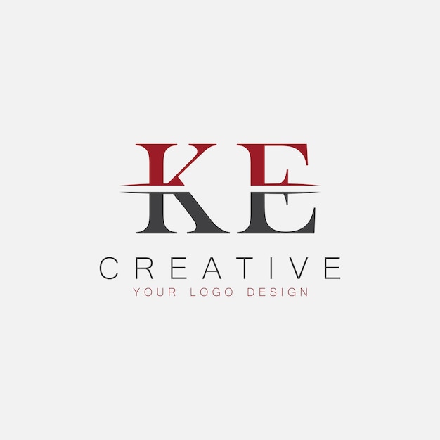 Monograma inicial KE con la letra logotipo creativo