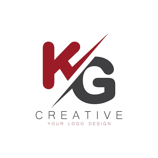 Monograma inicial de KG con el logotipo creativo de las letras