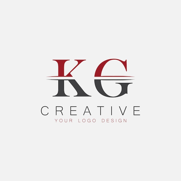 Monograma inicial de KG con el logotipo creativo de las letras