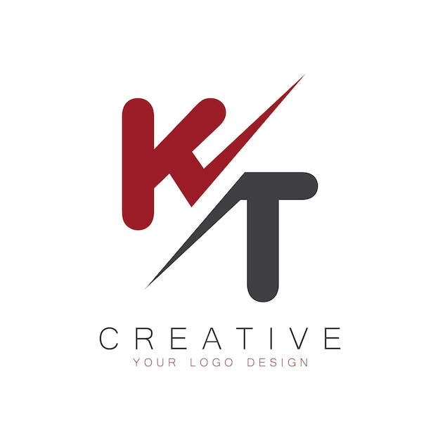 Monograma inicial de KT con el logotipo creativo de las letras