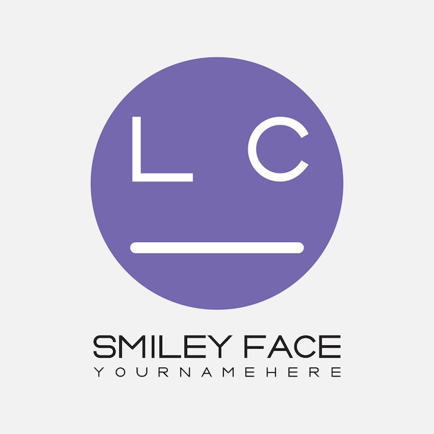 Monograma inicial LC para el logotipo de la cara sonriente con diseño de estilo circular