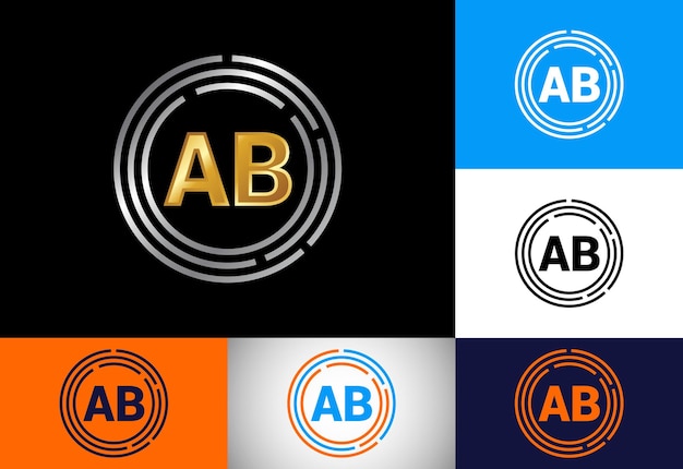 Monograma inicial Letra AB Diseño de logotipo Vector Plantilla Alfabeto gráfico Símbolo para identidad empresarial corporativa