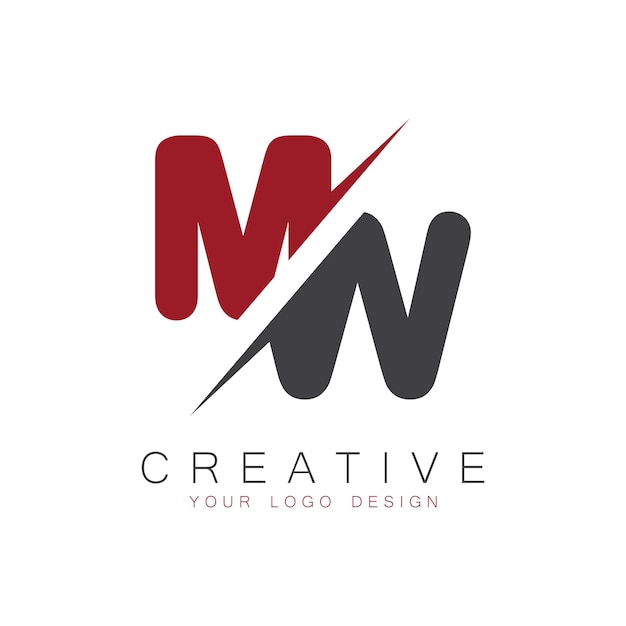 monograma inicial con la letra logotipo creativo MW