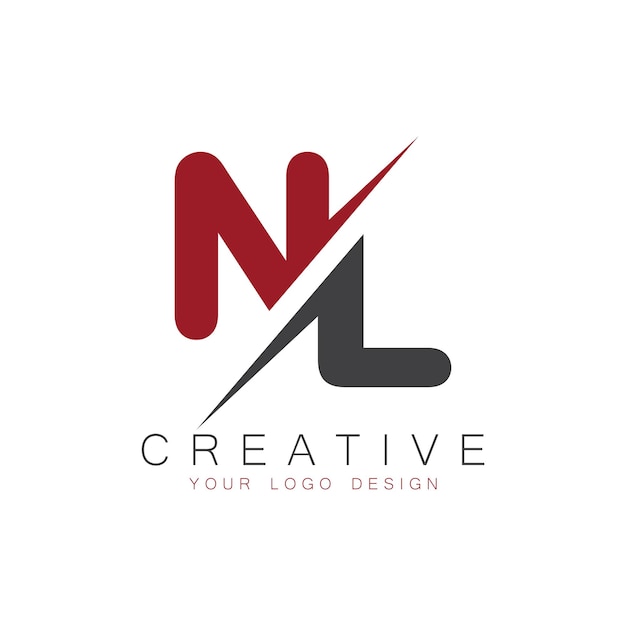 monograma inicial con la letra logotipo creativo NL