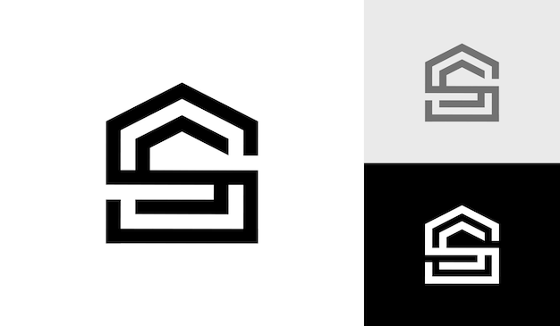 Monograma inicial de letra SS con vector de diseño de logotipo de forma de casa