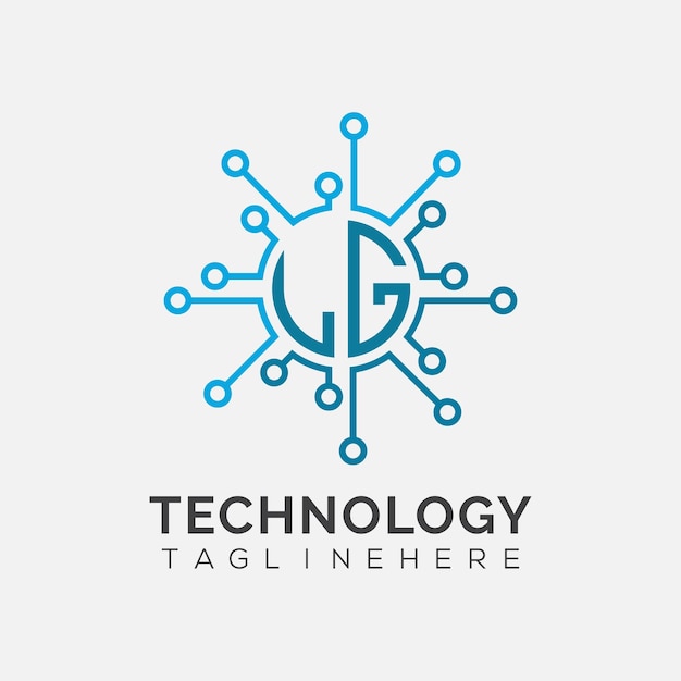 Monograma inicial de LG para el logotipo tecnológico con diseño de estilo círculo