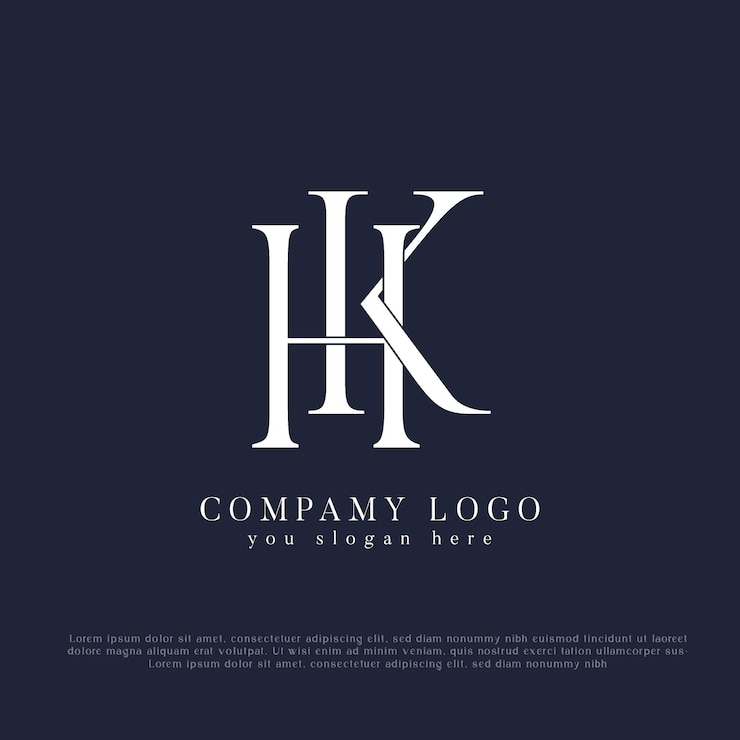 Vector monograma inicial del logotipo de la boda de hk