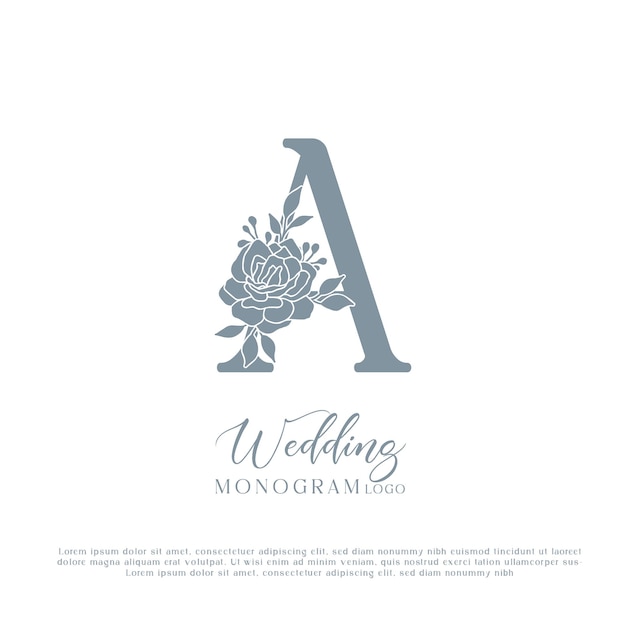 Un monograma inicial del logotipo de la boda