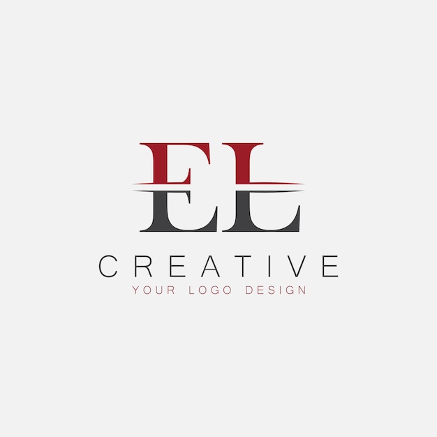 El monograma inicial de EL con el logotipo creativo de las letras