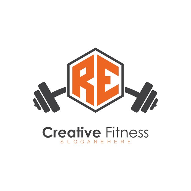 monograma inicial para el logotipo de Fitness con diseño de estilo polígono