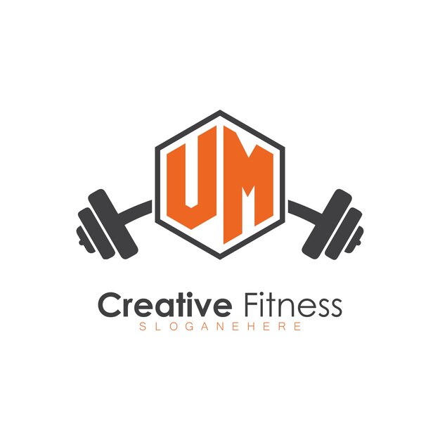 monograma inicial para el logotipo de Fitness con diseño de estilo polígono