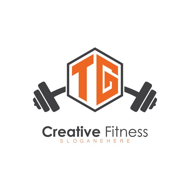 monograma inicial para el logotipo de Fitness con diseño de estilo polígono