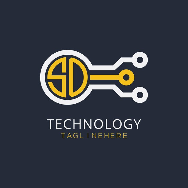 Monograma inicial SO para el logotipo tecnológico con diseño de estilo circular