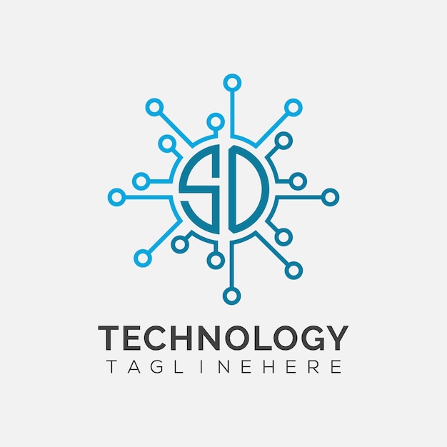 Monograma inicial SO para el logotipo tecnológico con diseño de estilo circular