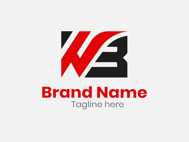 El monograma inicial del logotipo de WB diseña plantillas vectoriales modernas