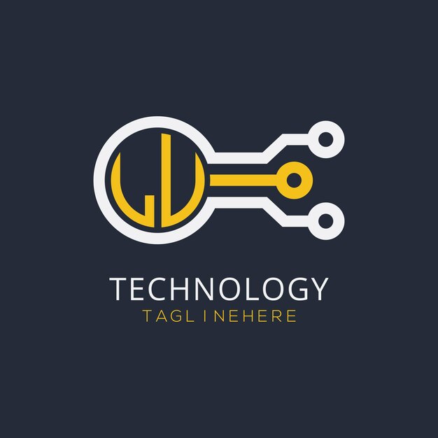 Monograma inicial LU para el logotipo tecnológico con diseño de estilo circular