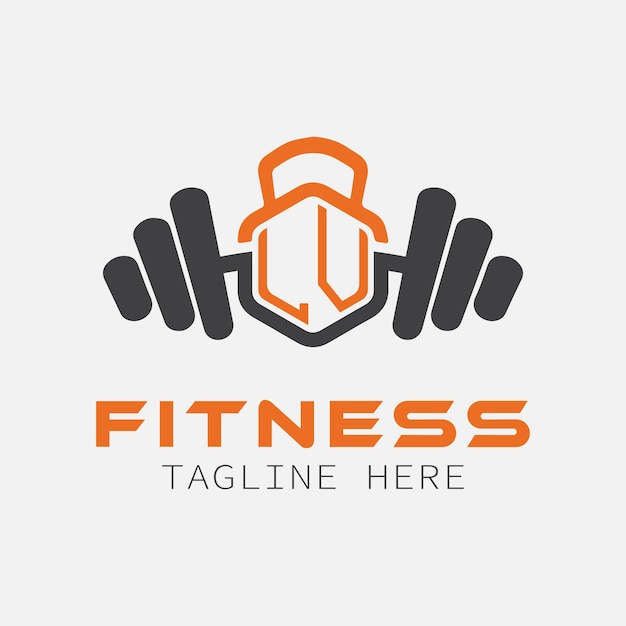Monograma inicial LV para el logotipo de Fitness con diseño de estilo polígono