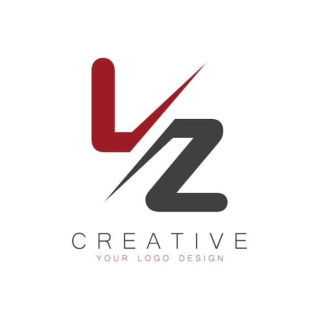 Monograma inicial de LZ con el logotipo creativo de las letras