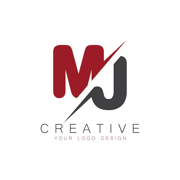 Monograma inicial de MJ con el logotipo creativo de las letras