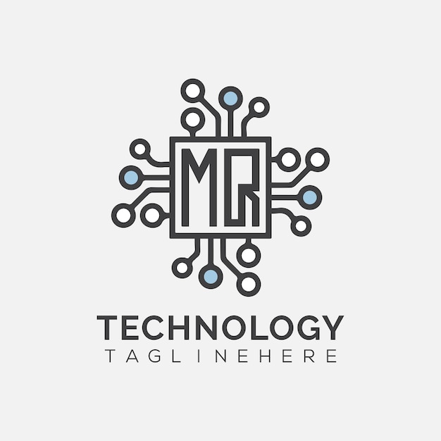 Monograma inicial de MQ para el logotipo tecnológico con diseño de estilo rectángulo